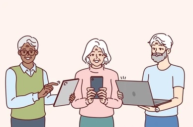 Seniors with technology